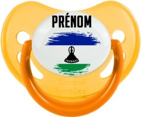 Drapeau effet pinceau Lesotho avec prénom Sucette Physiologique Jaune phosphorescente