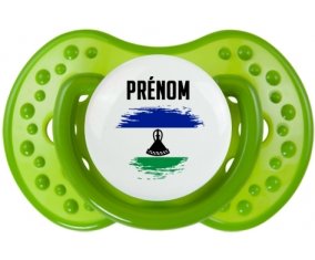 Drapeau effet pinceau Lesotho avec prénom Sucette LOVI Dynamic Vert classique