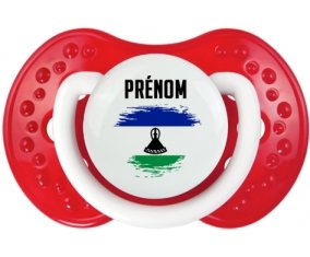 Drapeau effet pinceau Lesotho avec prénom Sucette LOVI Dynamic Blanc-rouge classique
