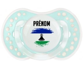 Drapeau effet pinceau Lesotho avec prénom Sucette LOVI Dynamic Retro-turquoise-lagon classique