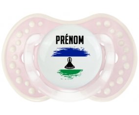 Drapeau effet pinceau Lesotho avec prénom Sucette LOVI Dynamic Retro-rose-tendre classique