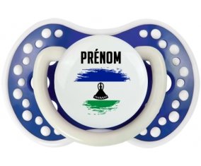 Drapeau effet pinceau Lesotho avec prénom Sucette LOVI Dynamic Bleu-marine phosphorescente