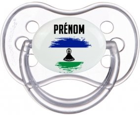 Drapeau effet pinceau Lesotho avec prénom Sucette Anatomique Transparente classique