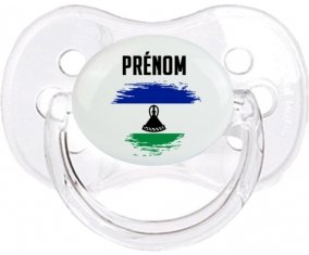 Drapeau effet pinceau Lesotho avec prénom Tétine Cerise Transparent classique