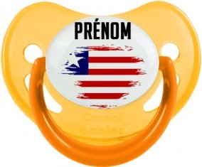 Drapeau effet pinceau Libéria avec prénom Tétine Physiologique Jaune phosphorescente