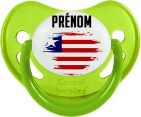 Drapeau effet pinceau Libéria avec prénom Tétine Physiologique Vert phosphorescente