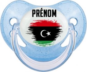 Drapeau effet pinceau Libye avec prénom Sucete Physiologique Bleue à paillette