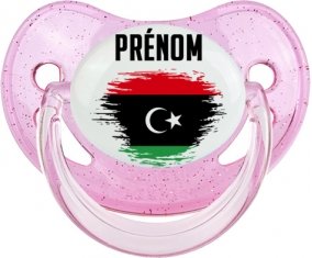 Drapeau effet pinceau Libye avec prénom Sucete Physiologique Rose à paillette
