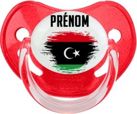 Drapeau effet pinceau Libye avec prénom Sucete Physiologique Rouge à paillette
