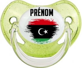 Drapeau effet pinceau Libye avec prénom Sucete Physiologique Vert à paillette