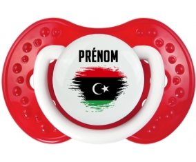 Drapeau effet pinceau Libye avec prénom Tétine LOVI Dynamic Blanc-rouge classique