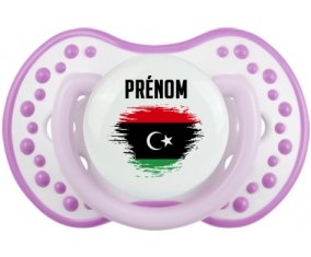 Drapeau effet pinceau Libye avec prénom Tétine LOVI Dynamic Blanc-mauve classique