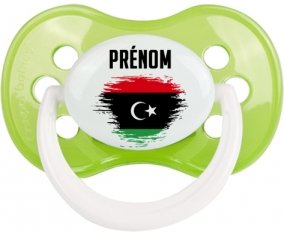 Drapeau effet pinceau Libye avec prénom Sucette Anatomique Vert classique