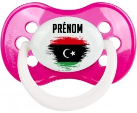 Drapeau effet pinceau Libye avec prénom Sucette Anatomique Rose foncé classique