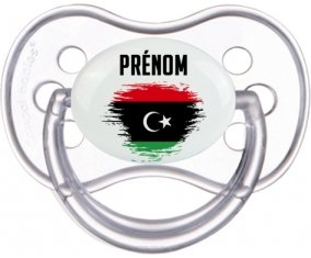 Drapeau effet pinceau Libye avec prénom Sucette Anatomique Transparente classique