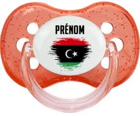 Drapeau effet pinceau Libye avec prénom Sucette Cerise Rouge à paillette