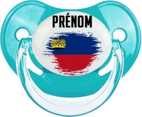 Drapeau effet pinceau Liechtenstein avec prénom : Sucette Physiologique personnalisée