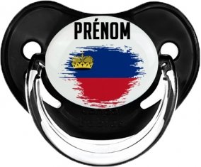 Drapeau effet pinceau Liechtenstein avec prénom Sucette Physiologique Noir classique