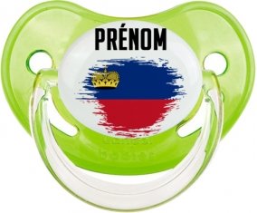Drapeau effet pinceau Liechtenstein avec prénom Sucette Physiologique Vert classique