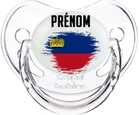 Drapeau effet pinceau Liechtenstein avec prénom Sucette Physiologique Transparent classique