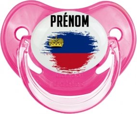 Drapeau effet pinceau Liechtenstein avec prénom Sucette Physiologique Rose classique