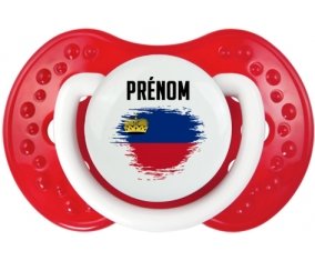 Drapeau effet pinceau Liechtenstein avec prénom Sucette LOVI Dynamic Blanc-rouge classique