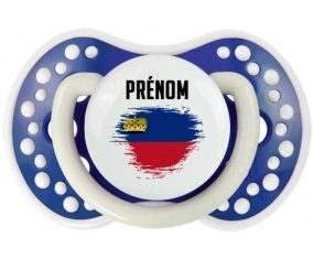 Drapeau effet pinceau Liechtenstein avec prénom Sucette LOVI Dynamic Bleu-marine phosphorescente