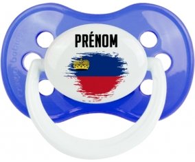 Drapeau effet pinceau Liechtenstein avec prénom Tétine Anatomique Bleu classique
