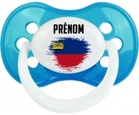 Drapeau effet pinceau Liechtenstein avec prénom Tétine Anatomique Cyan classique