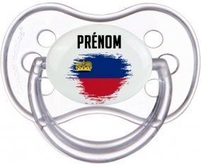Drapeau effet pinceau Liechtenstein avec prénom Tétine Anatomique Transparente classique