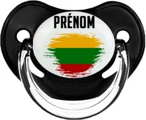 Drapeau effet pinceau Lituanie avec prénom Sucette Physiologique Noir classique
