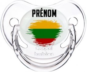 Drapeau effet pinceau Lituanie avec prénom Sucette Physiologique Transparent classique