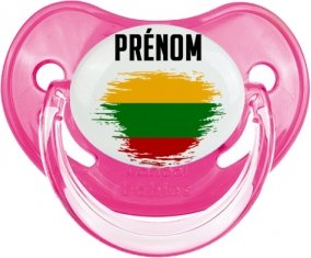 Drapeau effet pinceau Lituanie avec prénom Sucette Physiologique Rose classique