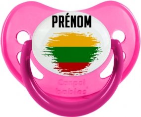 Drapeau effet pinceau Lituanie avec prénom Sucette Physiologique Rose phosphorescente