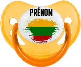 Drapeau effet pinceau Lituanie avec prénom Sucette Physiologique Jaune phosphorescente