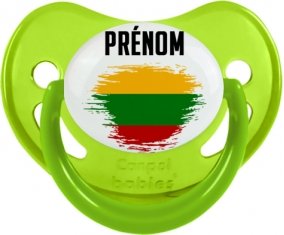 Drapeau effet pinceau Lituanie avec prénom Sucette Physiologique Vert phosphorescente
