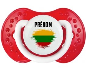 Drapeau effet pinceau Lituanie avec prénom Sucette LOVI Dynamic Blanc-rouge classique