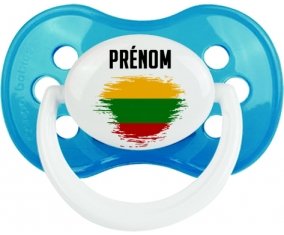 Drapeau effet pinceau Lituanie avec prénom Sucette Anatomique Cyan classique