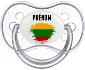 Drapeau effet pinceau Lituanie avec prénom Sucette Anatomique Transparente classique