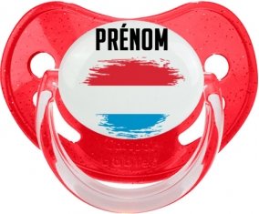 Drapeau effet pinceau Luxembourg avec prénom Tétine Physiologique Rouge à paillette