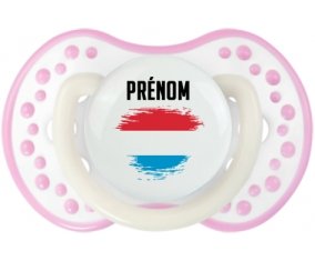 Drapeau effet pinceau Luxembourg avec prénom Sucete LOVI Dynamic Blanc-rose phosphorescente