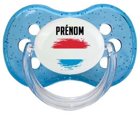 Drapeau effet pinceau Luxembourg avec prénom Sucete Cerise Bleu à paillette