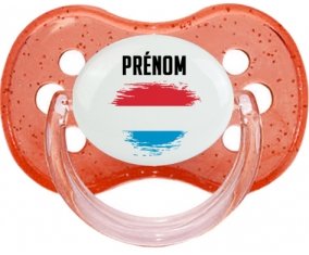 Drapeau effet pinceau Luxembourg avec prénom Sucete Cerise Rouge à paillette