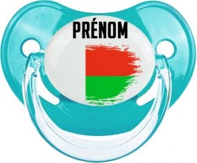 Drapeau effet pinceau Madagascar avec prénom : Sucette Physiologique personnalisée