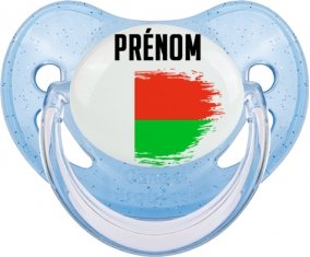 Drapeau effet pinceau Madagascar avec prénom Sucete Physiologique Bleue à paillette
