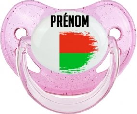 Drapeau effet pinceau Madagascar avec prénom Sucete Physiologique Rose à paillette