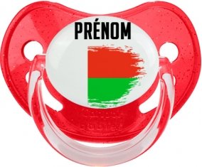 Drapeau effet pinceau Madagascar avec prénom Sucete Physiologique Rouge à paillette