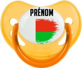 Drapeau effet pinceau Madagascar avec prénom Sucete Physiologique Jaune phosphorescente