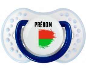 Drapeau effet pinceau Madagascar avec prénom Tétine LOVI Dynamic Marine-blanc-bleu classique