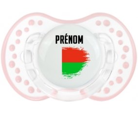 Drapeau effet pinceau Madagascar avec prénom Tétine LOVI Dynamic Retro-blanc-rose-tendre classique